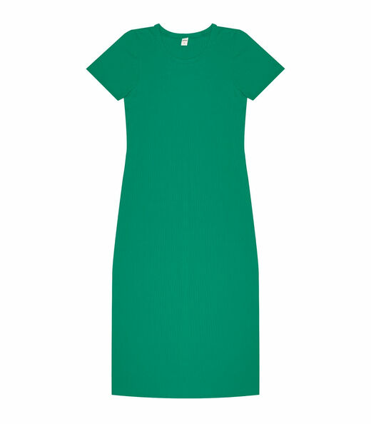 Vestido Midi Ribana Canelada Básico Rovitex Verde