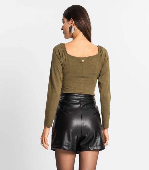 Blusa Manga Longa Feminina Em Molecotton Endless Verde