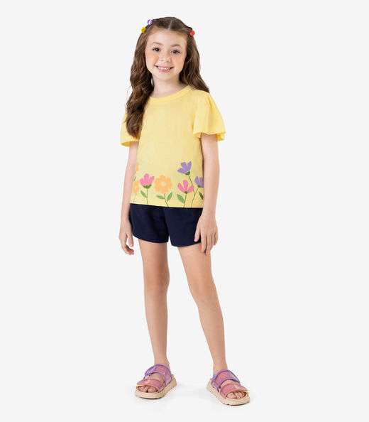 Blusa Infantil em Meia Malha Rovi Kids Amarelo