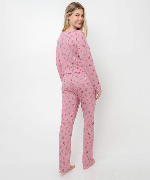 Pijama Feminino Estampa Flores Marisa Rosa