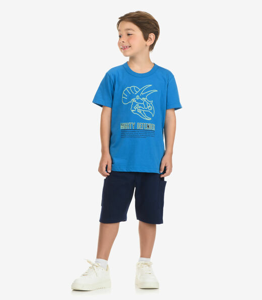Conjunto Camiseta com Bermuda Menino Rovi Kids Azul