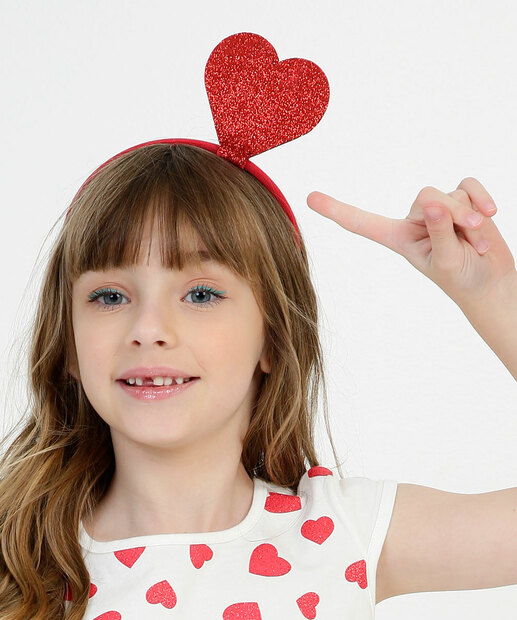 Vestido Infantil Tule Corações Brilho Marisa Tam 4 a 10