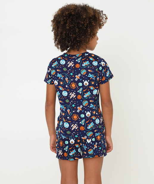 Pijama Infantil Planetas Marisa Tam 04 ao 12 Azul