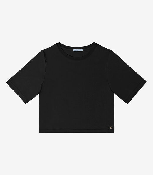 Blusa Feminina Manga Curta em Molecotton Endless Preto