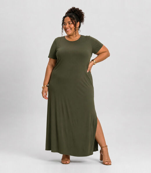 Vestido Feminino Midi Plus Size Infinita Cor Verde