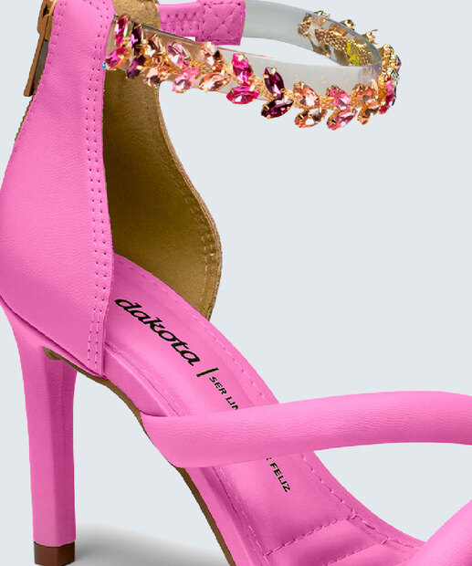 Sandália Salto Fino Feminina Pedraria Dakota