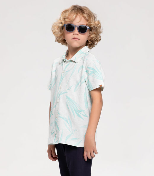 Camisa Infantil Estampa Folhagens Trick Nick Azul