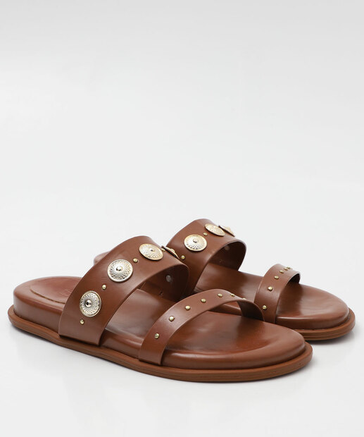 Rasteirinha Feminina Tachas Marisa Marrom