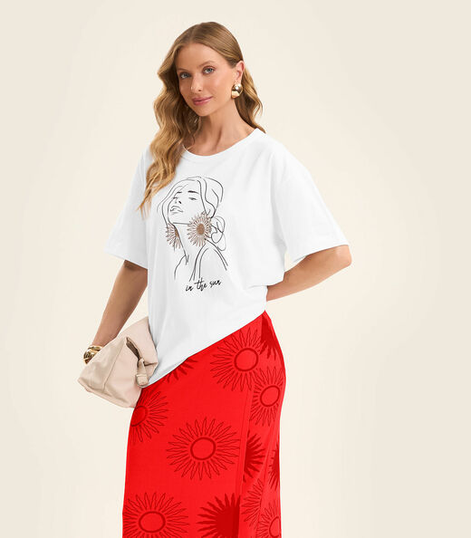 Blusa Feminina Manga Curta em Meia Malha Rovitex Branco