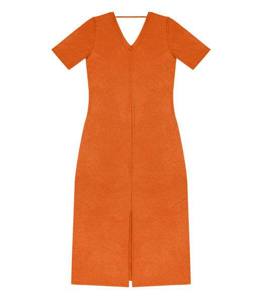 Vestido Midi Ribana Canelada Lurex Rovitex Laranja