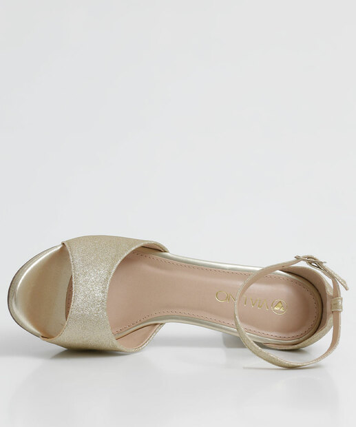 Sandália Meia Pata Feminina Salto Grosso Brilho Via Uno 