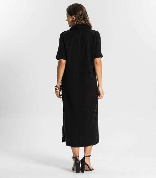 Vestido Midi Com Fenda Lateral Endless Preto