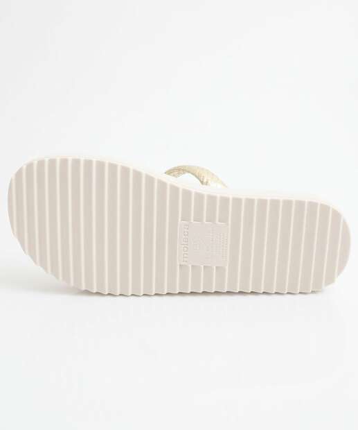 Tamanco Feminino Flatform Tiras Moleca Dourado