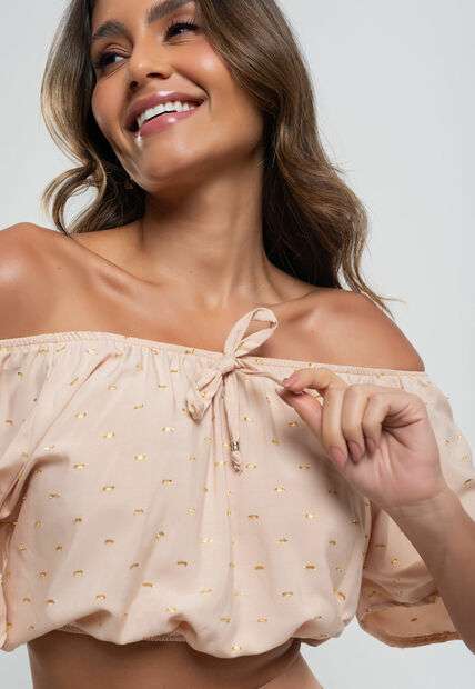 Image_Cropped Ciganinha Viscose Com Lurex Bege Salvatore Fashion