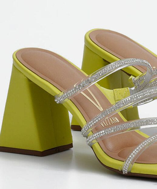 Tamanco Feminino Salto Grosso Strass Vizzano 