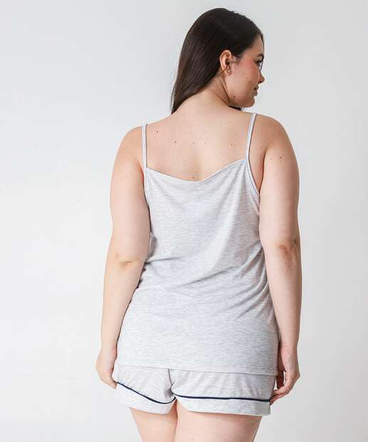 Pijama Plus Size Feminino Alças Finas Marisa Cinza