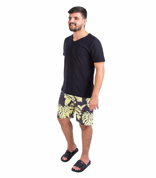 Bermuda de Praia Masculina Estampada Rad Preto