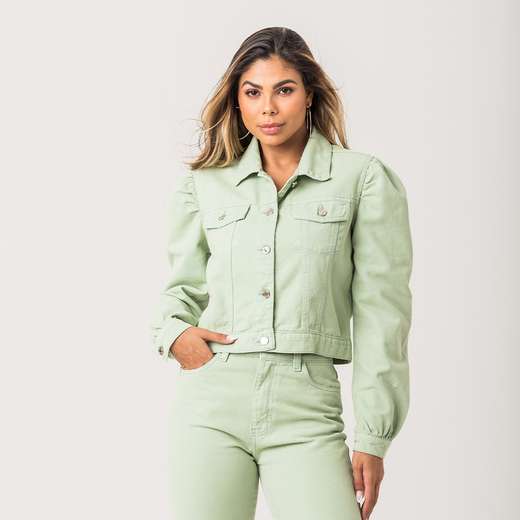Image_Jaqueta Cropped Feminina Verde Sarja Zune