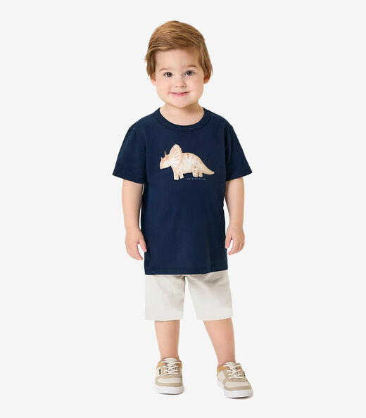 Conjunto Camiseta Com Bermuda Infantil Rovi Kids Azul