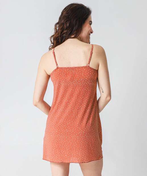 Camisola Liganete Estampa Poá Marisa Marrom