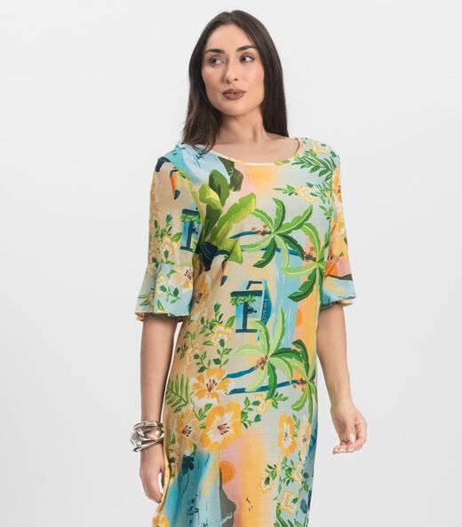 Vestido Feminino Estampado Infinita Cor Rosa