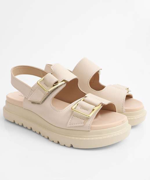 Sandália Flatform Feminina Fivela Modare Bege