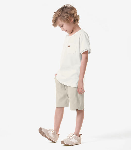 Conjunto Infantil Camiseta Com Bermuda Trick Nick Bege