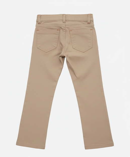 Calça Infantil Sarja Slim Bolsos Tam 4 a 8 Bege