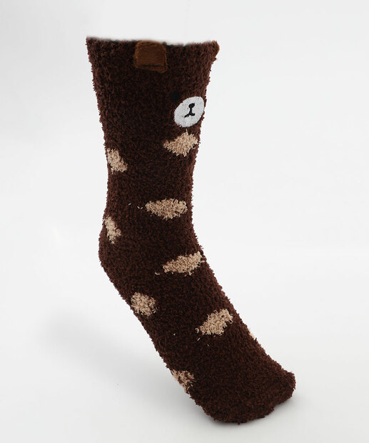 Image_Meia Feminina Cano Longo Chenille Urso Marisa Marrom