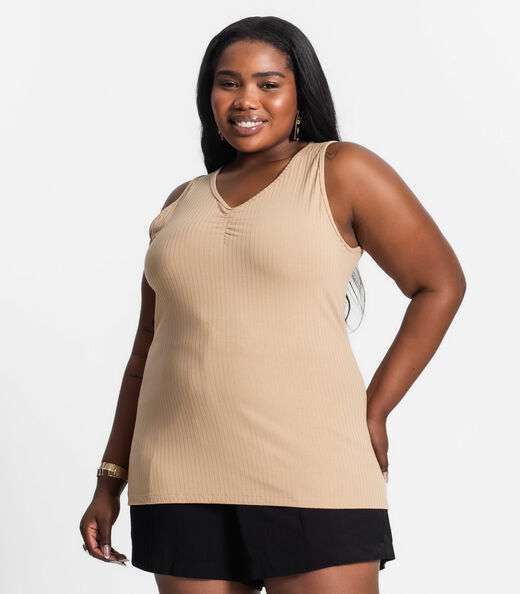 Image_Regata Plus Size Em Ribana Canelada Secret Glam Marrom