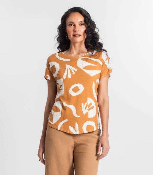 Blusa Feminina Estampada Rovitex Marrom