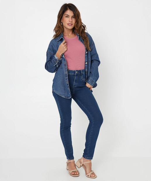 Blusa Feminina Canelada Manga Curta Marisa Rosa