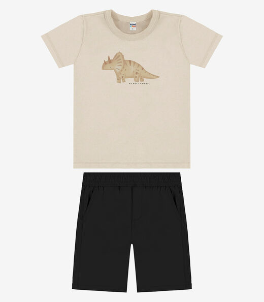 Image_Conjunto Camiseta Com Bermuda Infantil Rovi Kids Bege
