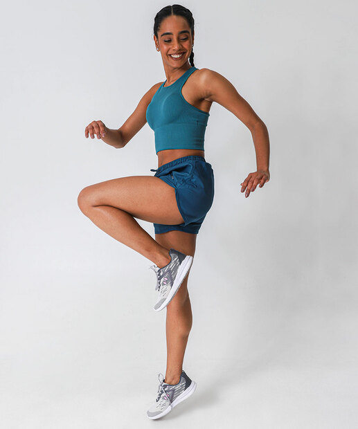 Top Fitness Nadador Sem Costura Marisa Azul