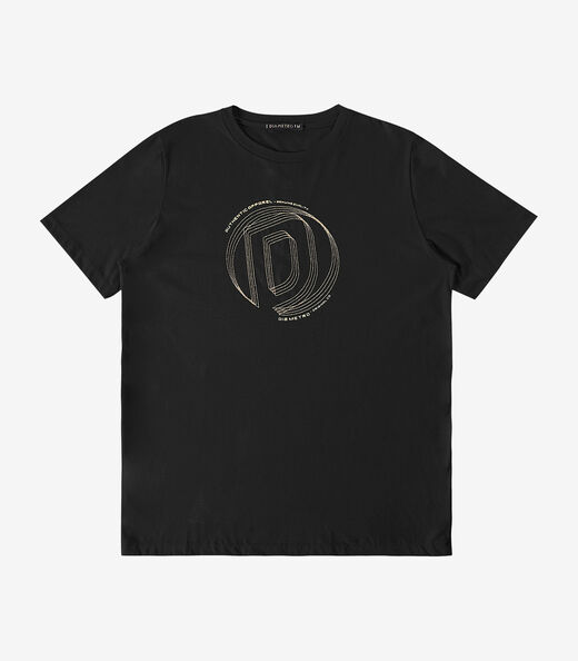 Camiseta em Meia Malha Masculina Diametro Preto