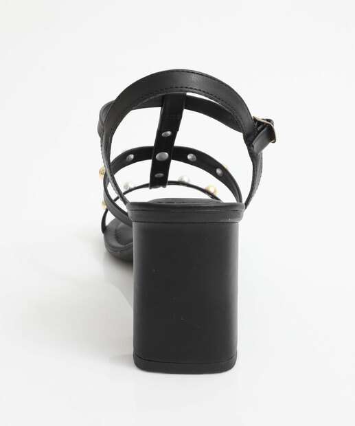 Sandália Salto Grosso Feminina Via Uno Preto