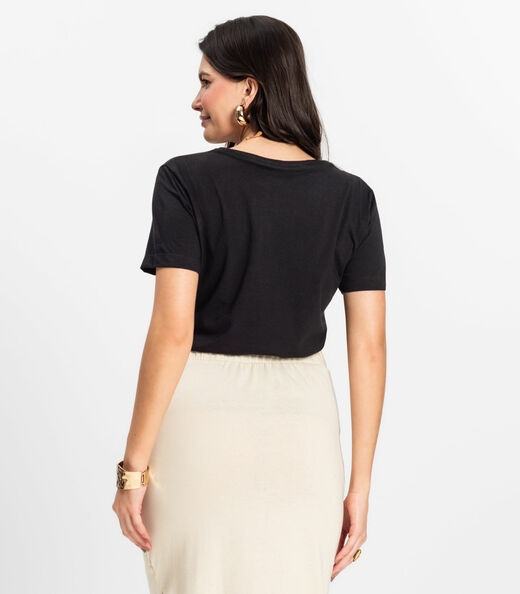 Camiseta T-Shirt em Meia Malha Rovitex Preto