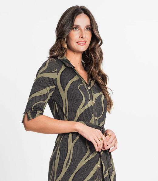 Vestido Feminino Manga 3/4 Rovitex Verde