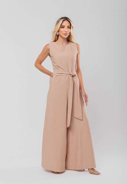 Macacão Regata Feminino Alfaiataria Pantalona Nude Salvatore Fashion