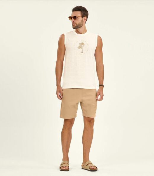 Regata Plus Masculina Malha Maquinetada Diametro Bege