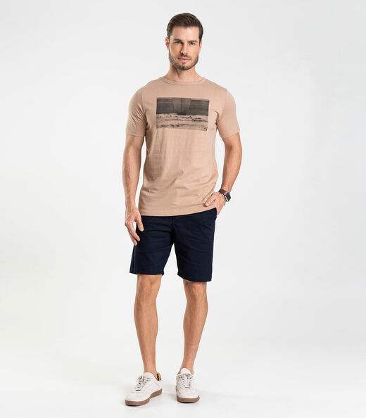 Camiseta Masculina Meia Malha Diametro Marrom