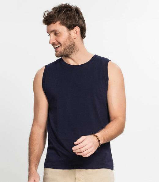 Regata Masculina Básico Meia Malha Diametro Azul