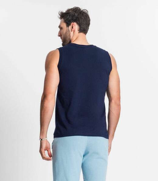 Regata Masculina Básico Meia Malha Diametro Azul