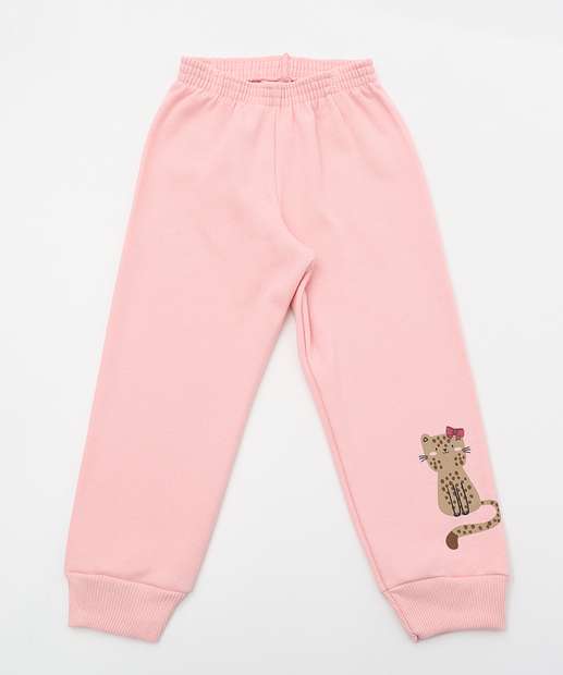 Conjunto Moletinho Infantil Gato Marisa Tam 1 a 3 Rosa