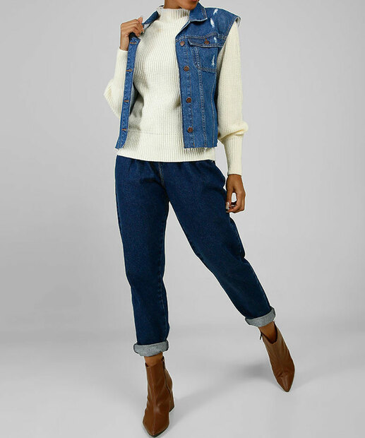 Colete Jeans Feminino Puídos Marisa