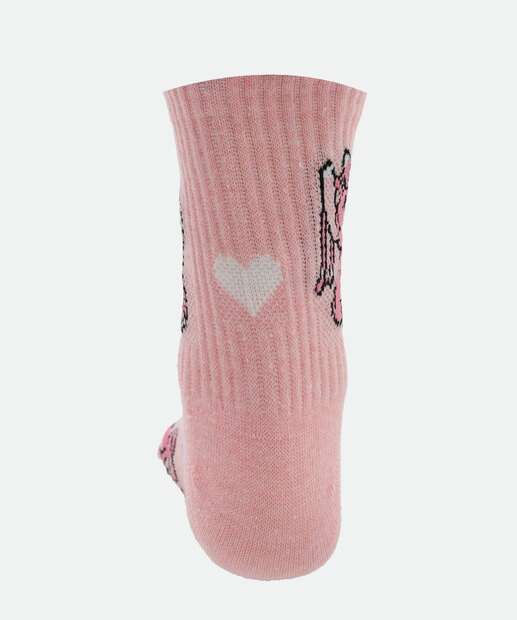 Kit 2 Meias Infantil Estampa Stitch Disney Rosa