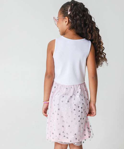 Vestido Infantil Fantasia Tule Hello Kitty Tam 4 a 10 Branco