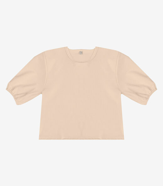 Blusa Feminina Manga Com Volume Infinita Cor Marrom