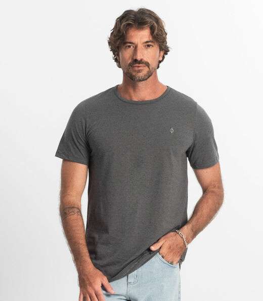 Camiseta Masculina Básica Malha Botonê Diametro Cinza