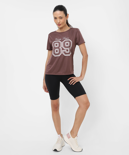 Blusa Feminina Fitness Estampada Marisa Marrom